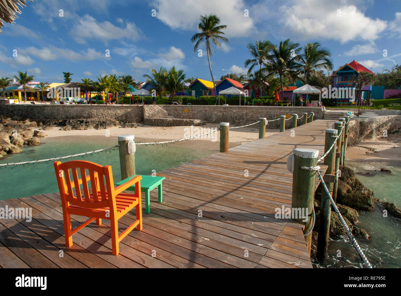 Wooden Pier At Hotel Compass Point Resort At Love Beach Nassau Bahamas Caribbean Brightly 3453