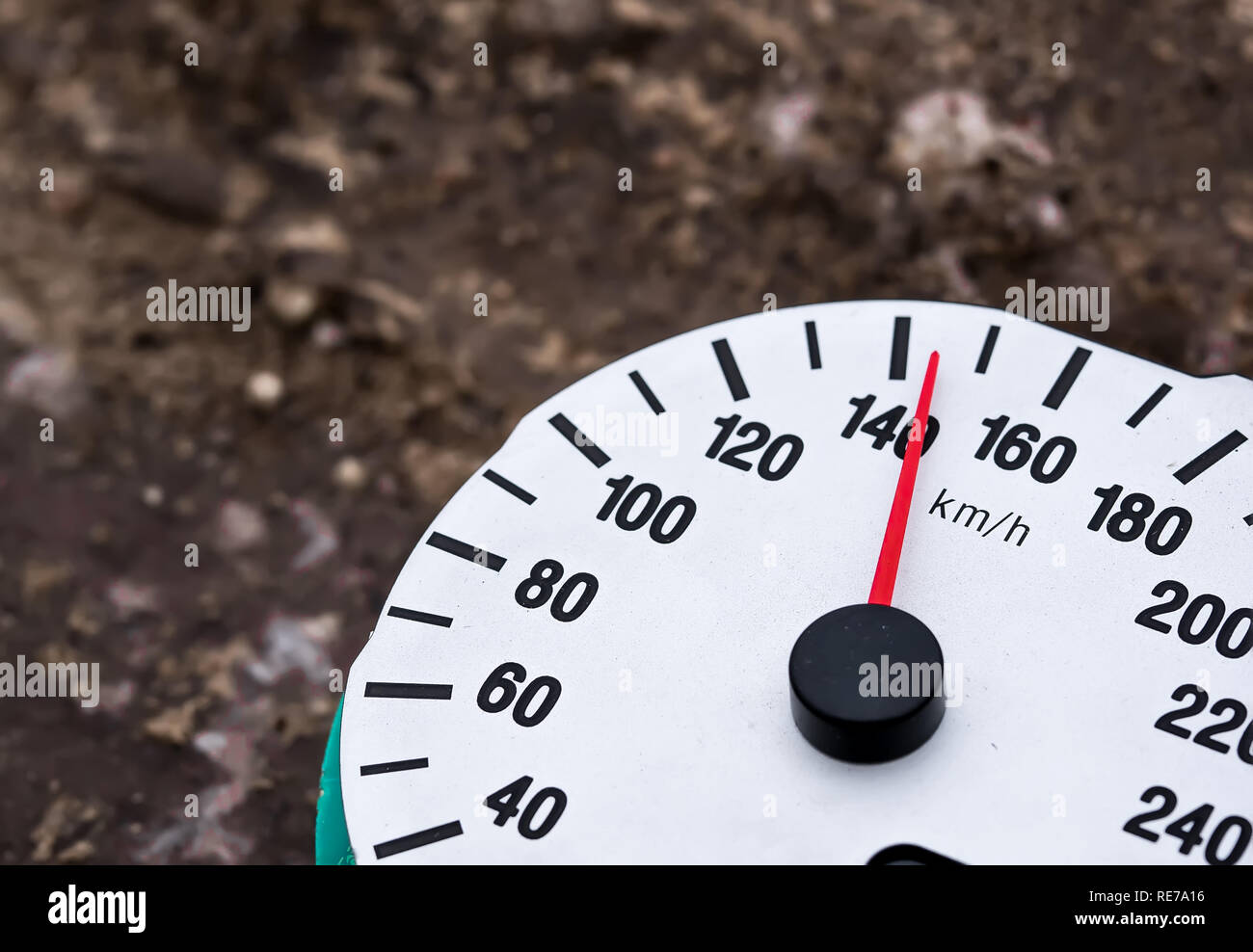 Car speedometer. High speed concept. car crash. Damaged speedometer