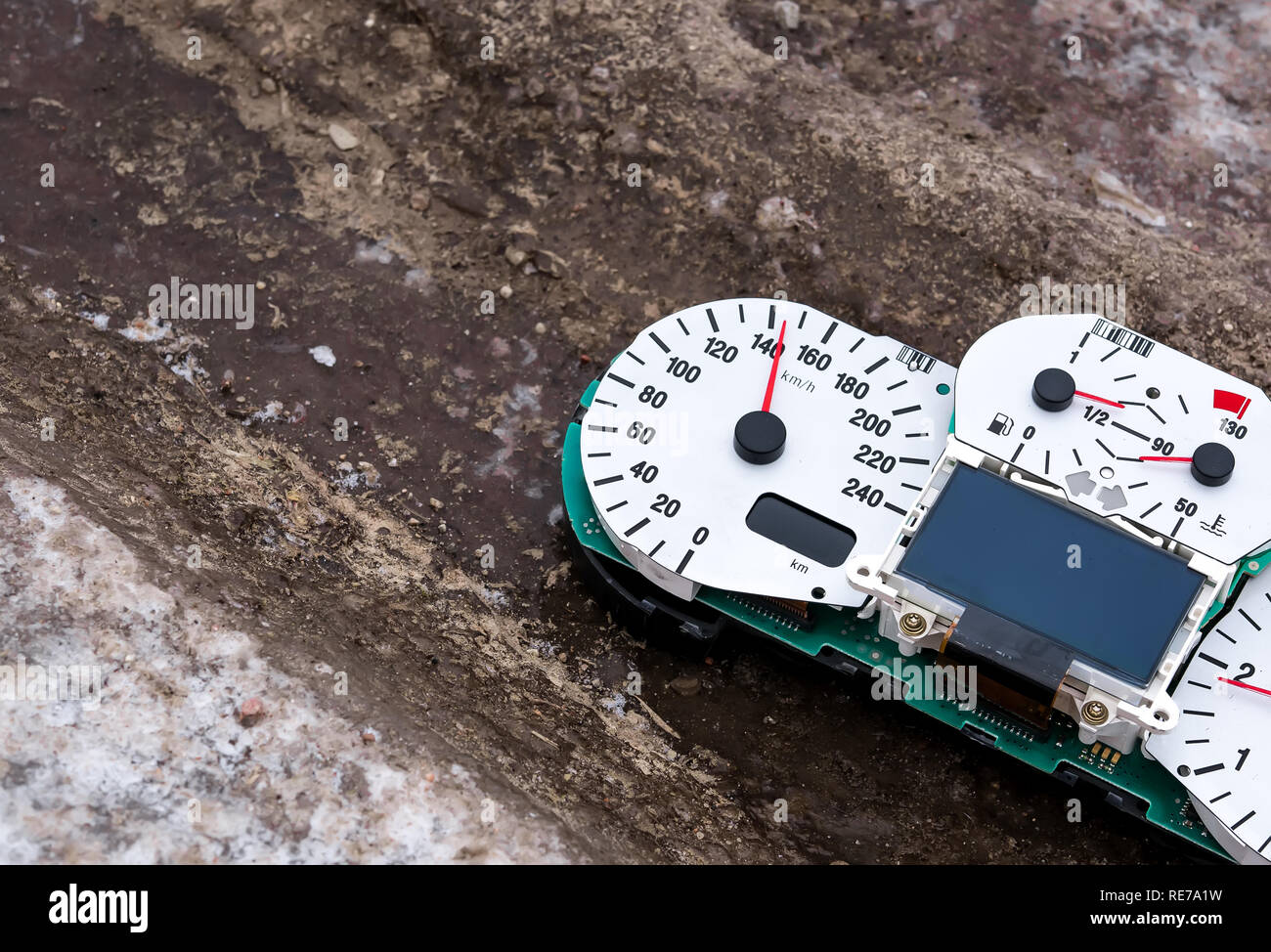 car crash. Damaged speedometer Stock Photo Alamy