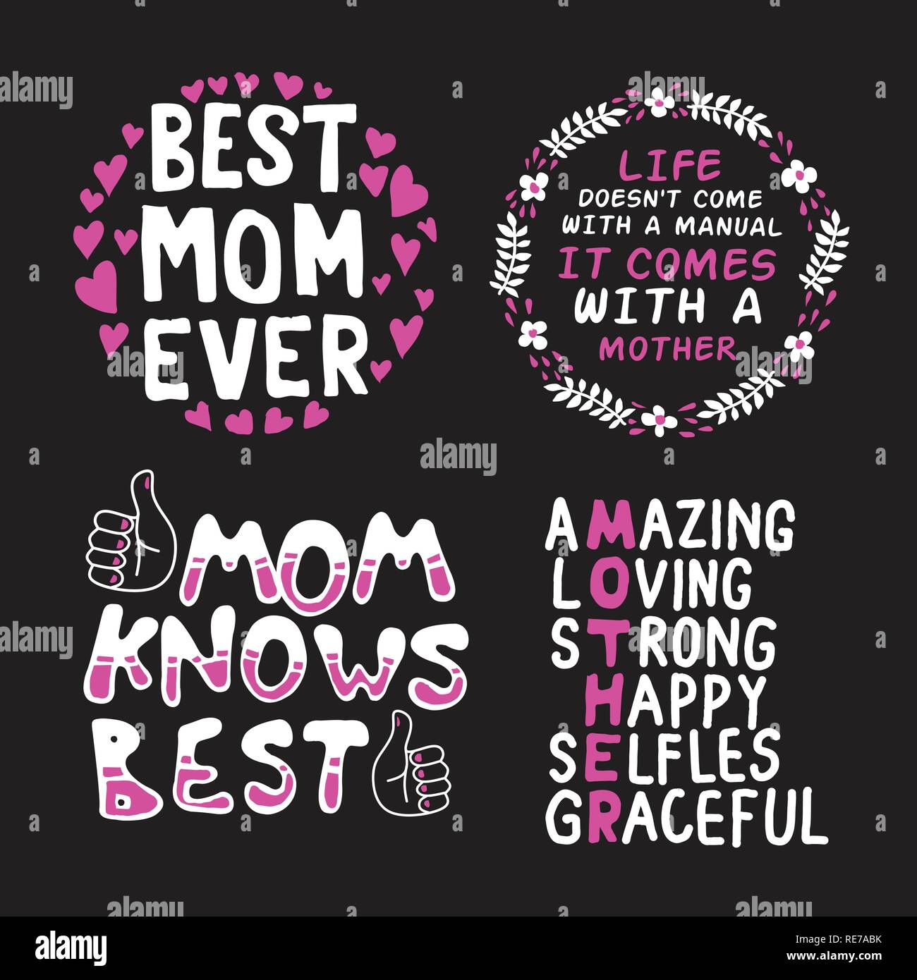 Mother Day Saying Quote Set, 100 vector, best for print design Stock ...