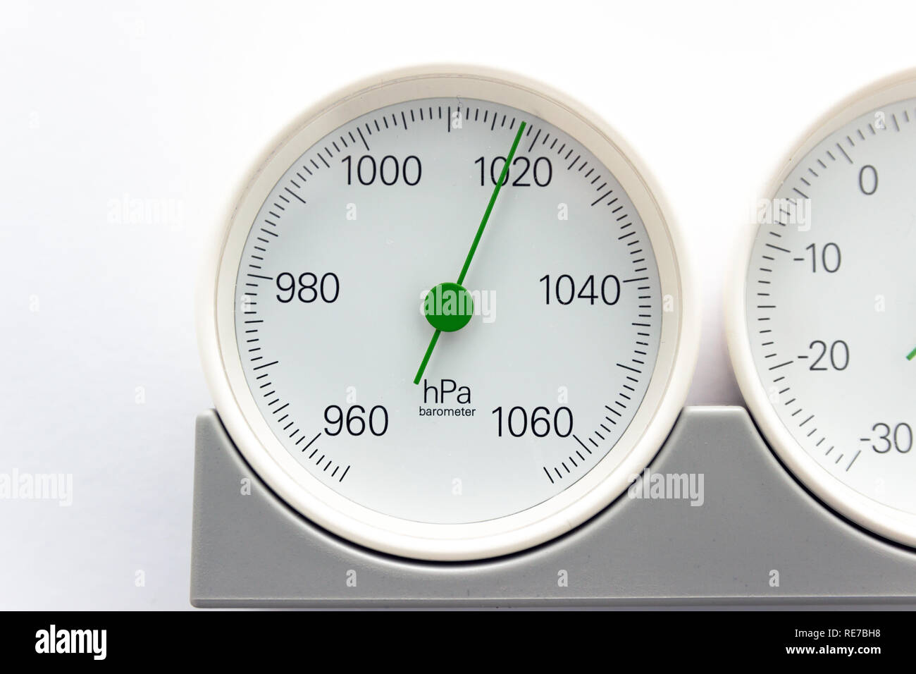 Analog hygrometer and thermometer - everything is in the green Stock Photo  - Alamy