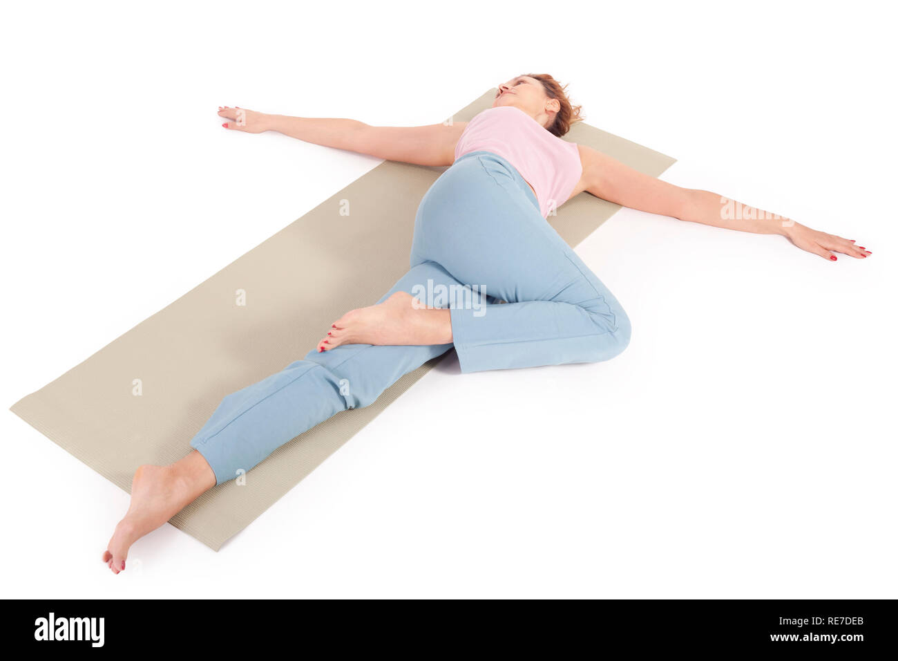 Supine Spinal Twist Pose Prasarita Merudandasana Stock Vector (Royalty  Free) 2124778304 | Shutterstock