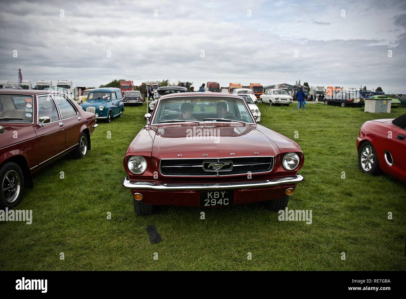 Front view of a Ford Mustang at the Anglesey Vintage Rally, Anglesey, North Wales, UK, May 2015 Stock Photo