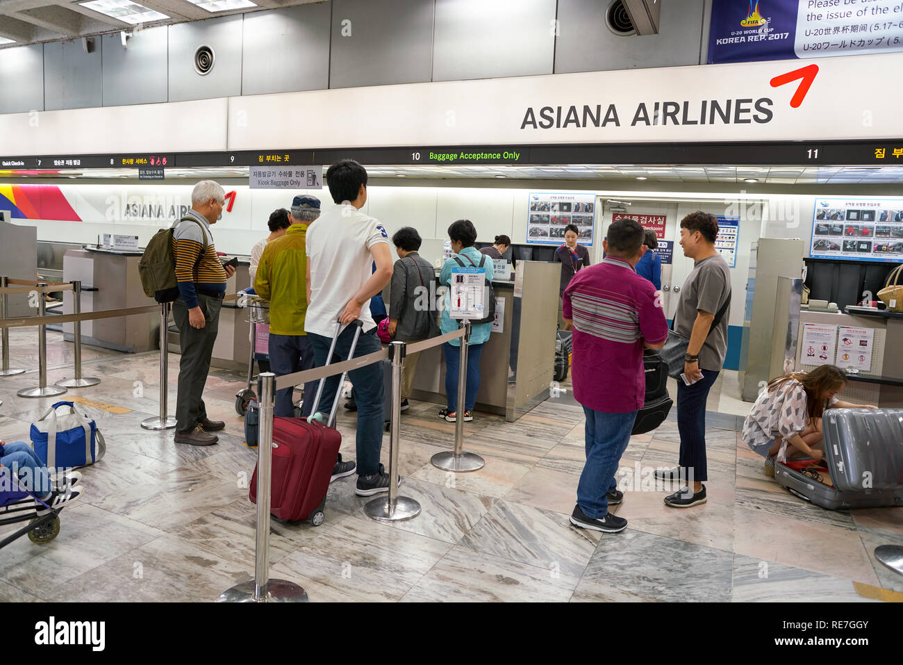 SEOUL, SOUTH KOREA - CIRCA MAY, 2017: check-in area at Gimpo Airport ...