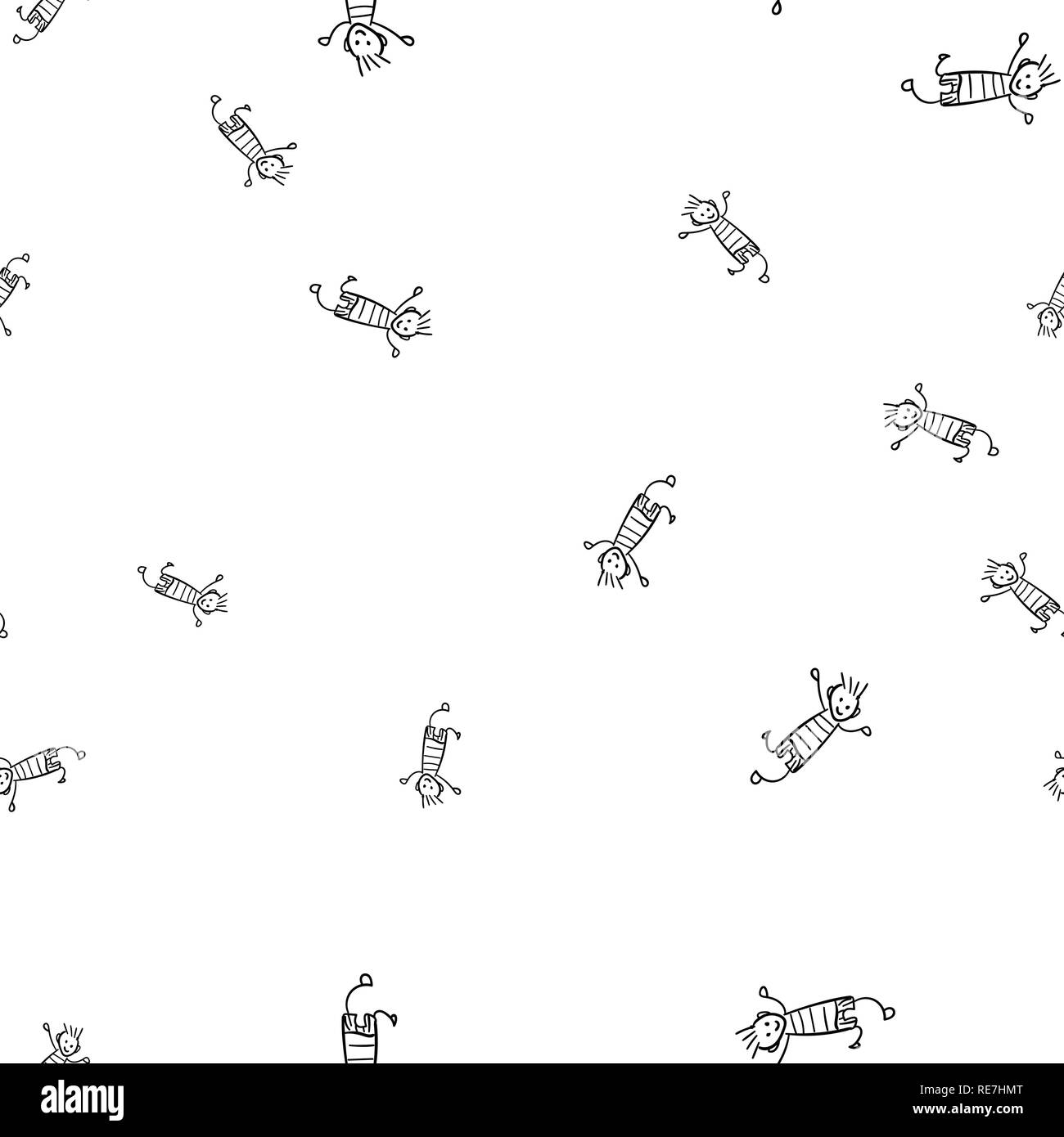 Kids seamless pattern in doodle style. Vector illustration on white background. Stock Vector