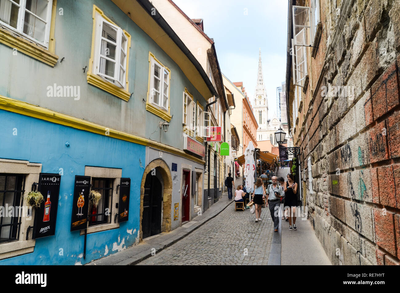 Street life in the summer in Zagreb, Croatia Stock Photo