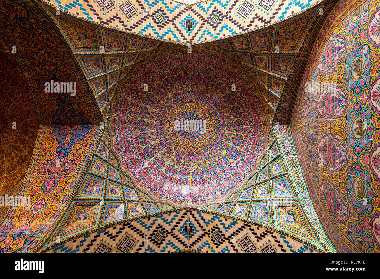 Iran. Shiraz. Nasir alMulk Mosque, The colorful stained glass windows