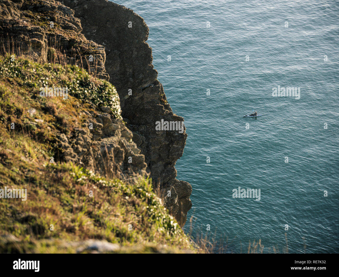 People Kayaking in the sea near Gorran Haven, Cornwall, UK Stock Photo