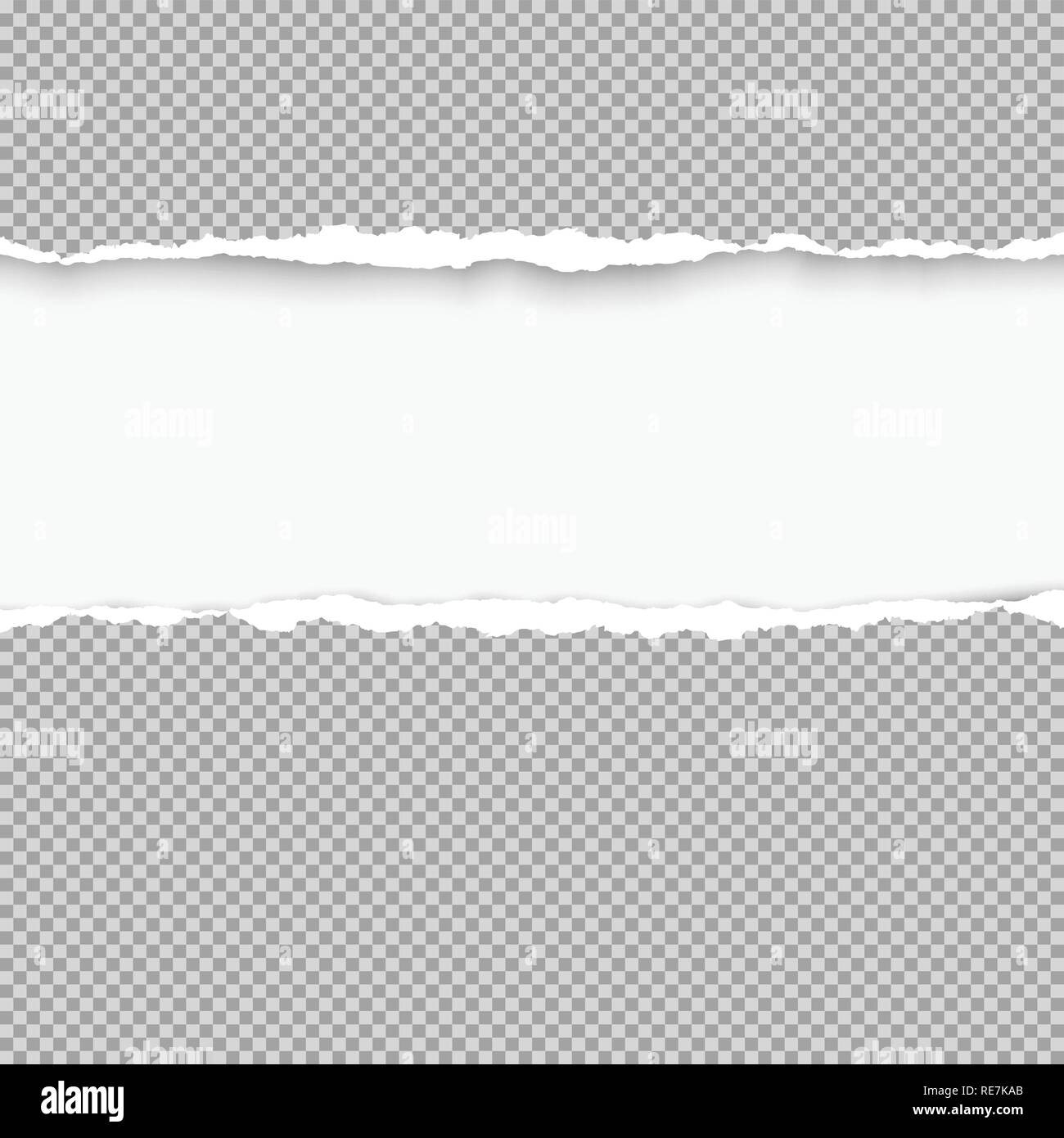 Ripped squared grey paper for text or message are on white background ...