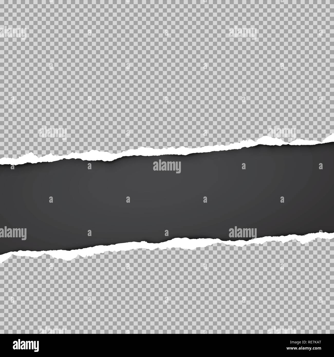 Ripped squared grey paper for text or message are on black background ...