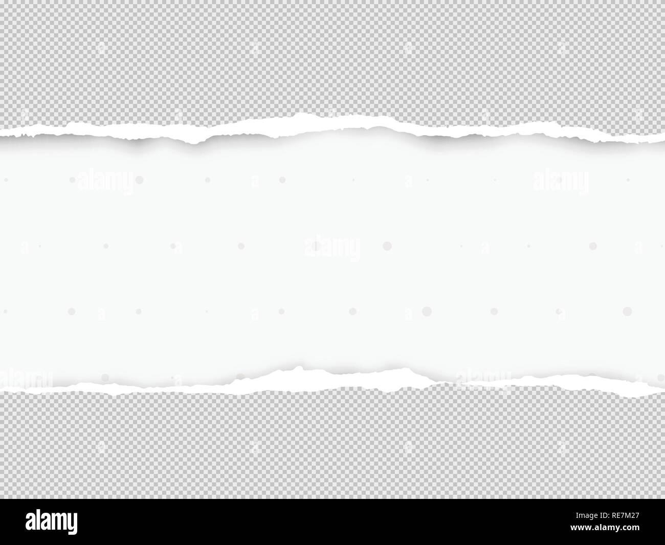 Ripped squared grey horizontal paper for text or message are on white ...