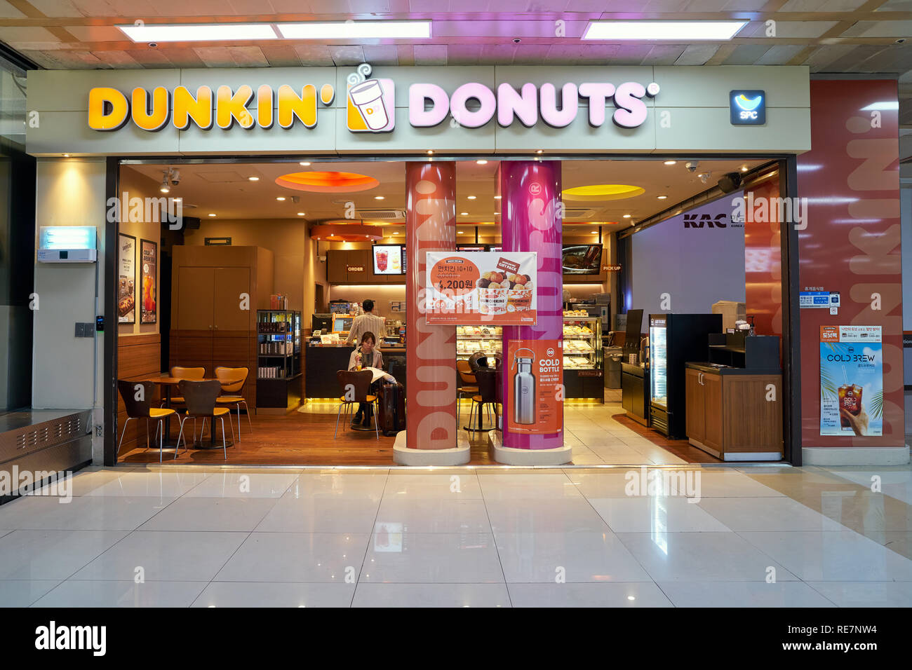 SEOUL, SOUTH KOREA CIRCA MAY, 2017 Dunkin Donuts at Gimpo Airport
