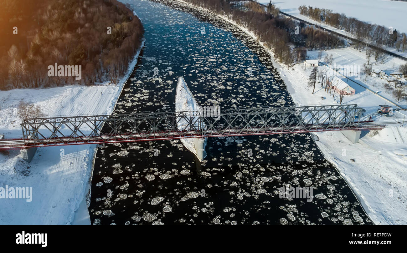 Aerial survey of ice drift Stock Photo Alamy
