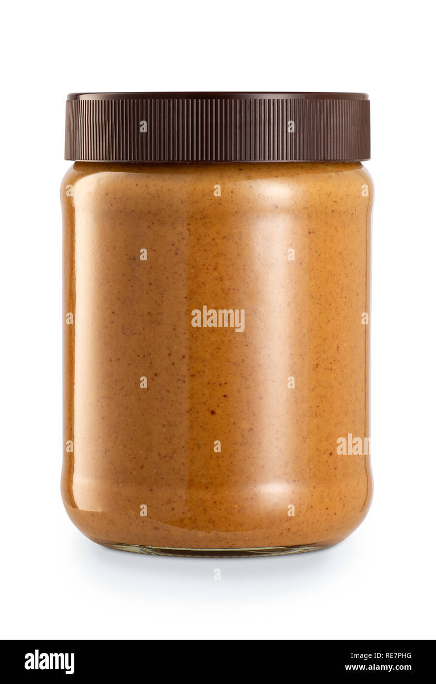 peanut butter in glass jar Stock Photo
