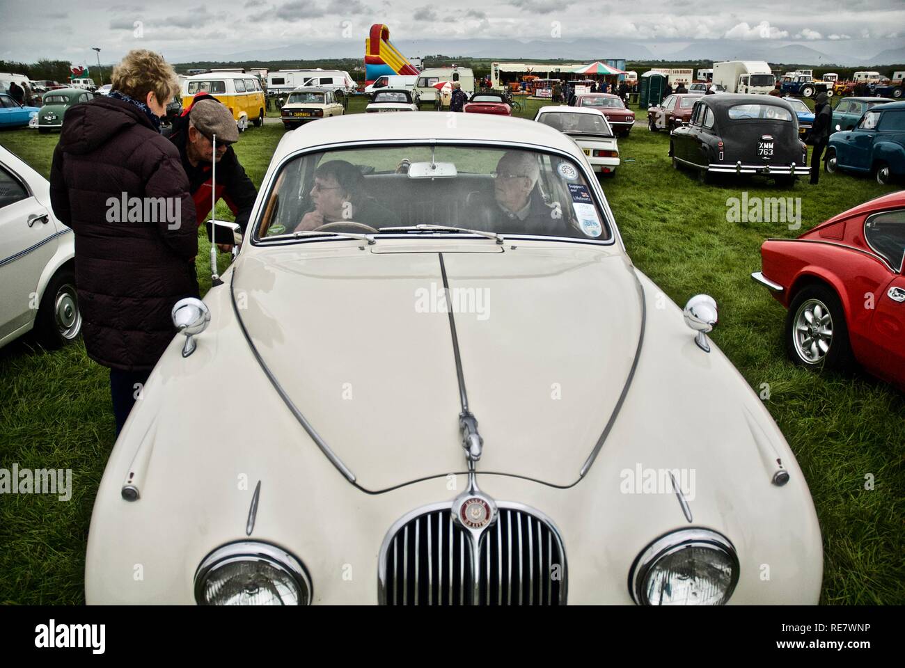 A 1968 Jaguar MkII 3.8ltr saloon at the Anglesey Vintage Rally, Anglesey, North Wales, UK, May 2015 Stock Photo