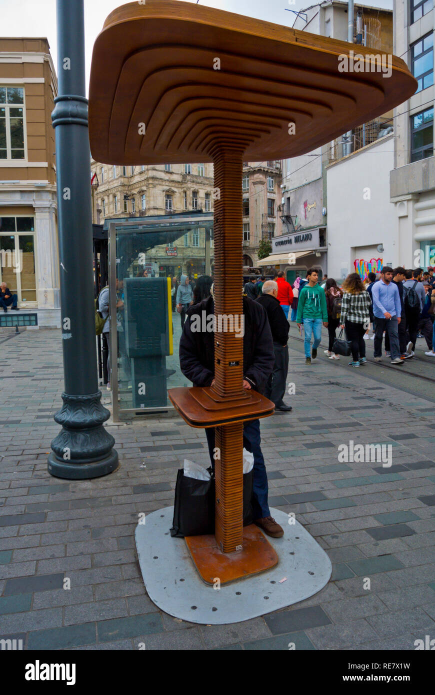 Street charging station, point for charging phones and other electronic gadgets, Istiklal Caddesi, Beyoglu, Istanbul, Turkey, Eurasia Stock Photo