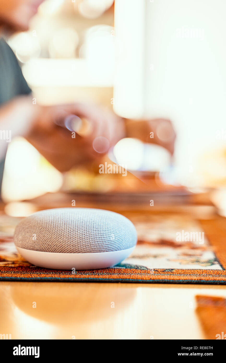 Ai speaker concept in home environment Stock Photo