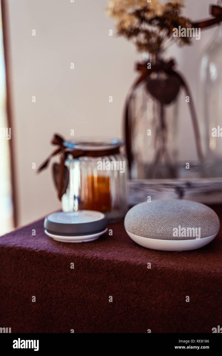 Ai speaker concept in home environment Stock Photo
