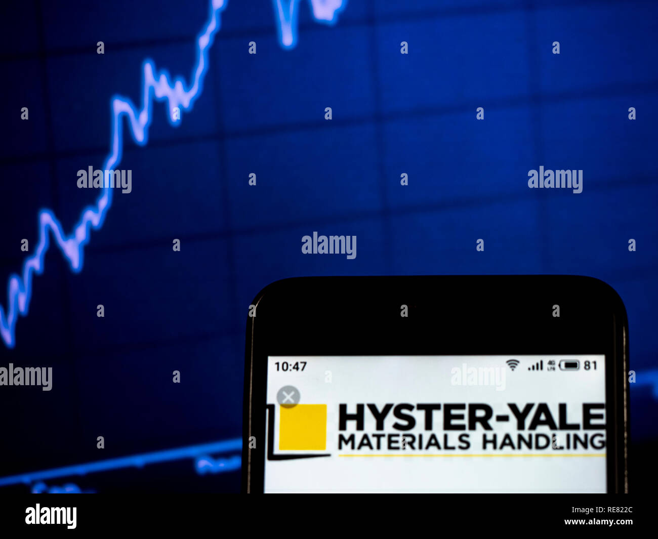 HysterYale Materials Handling Company logo seen displayed on smart