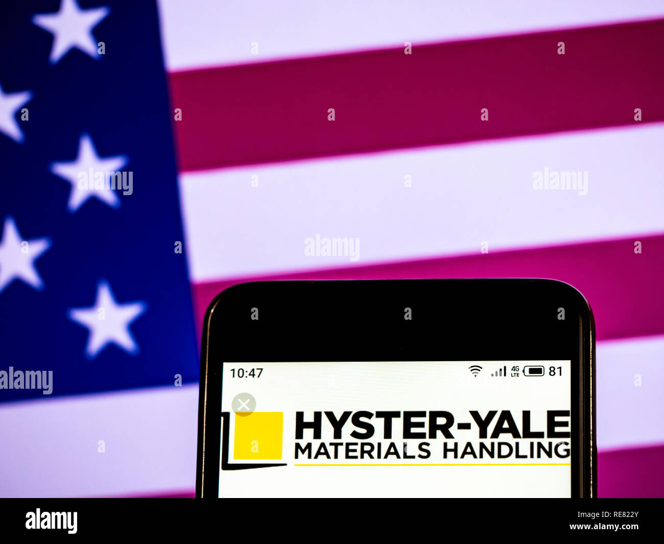 HysterYale Materials Handling Company logo seen displayed on smart