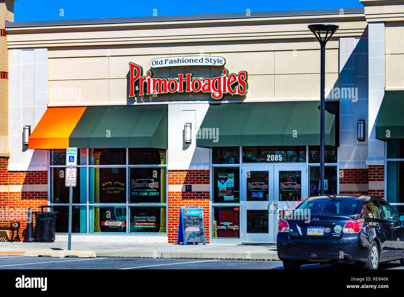 Lancaster, PA, USA - March 5, 2018: Primo Hoagies is a United States east coast-based, fast food casual restaurant chain founded in 1992 in South Phil Stock Photo