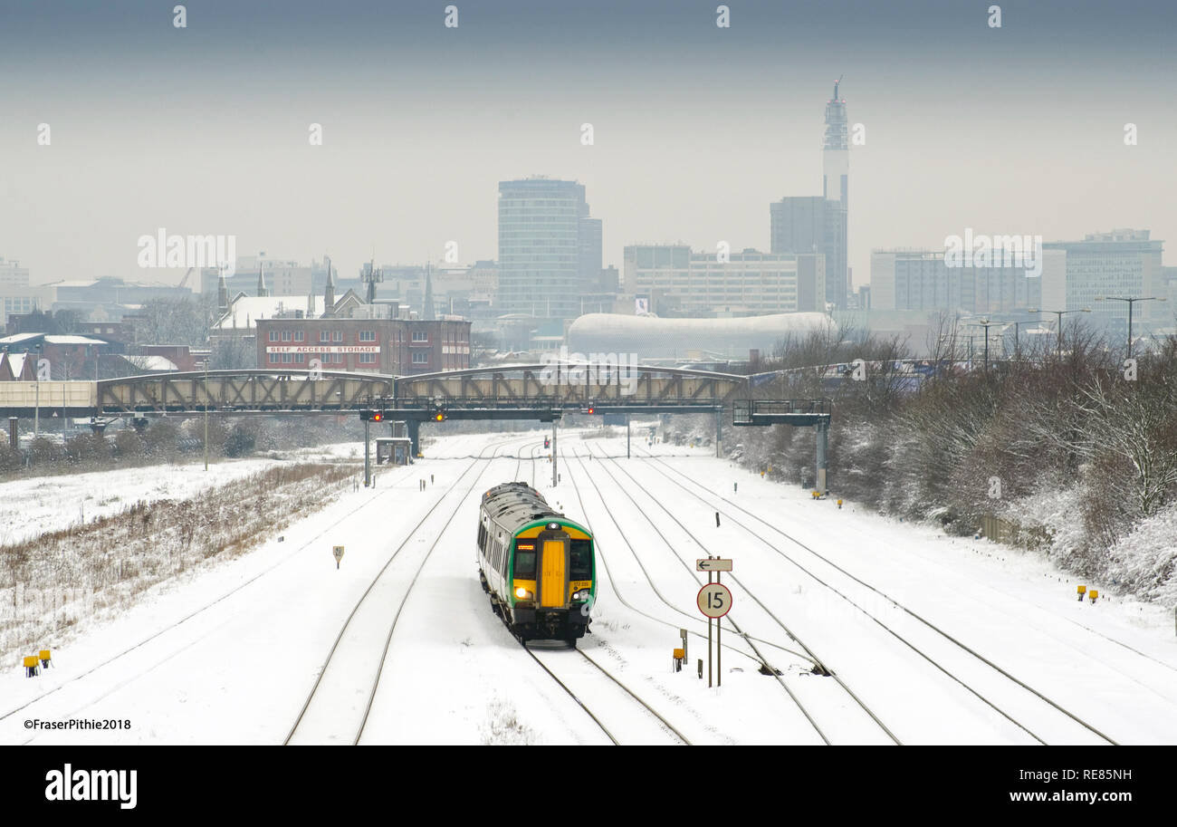 Class 172 335 approaches Small Heath with a London Midland service to Dorridge on 23 January 2013 Stock Photo