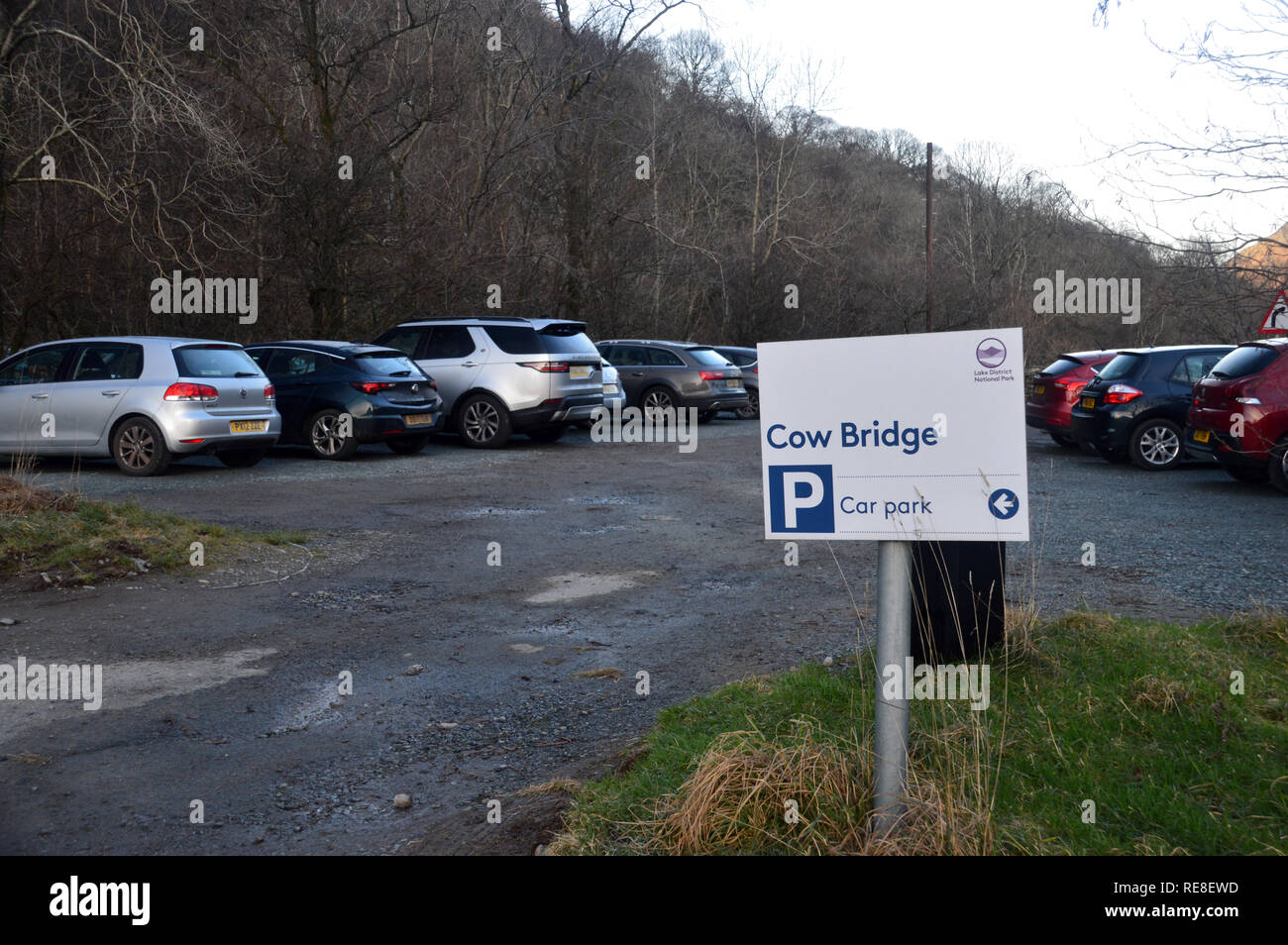 Cars Parked in Cow Bridge Car Park near Brothers Water Dovedale