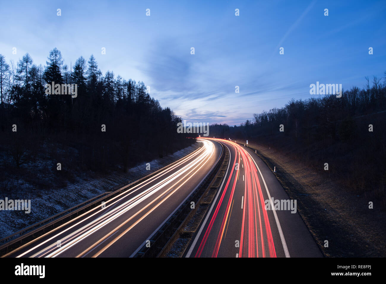 Germany Highway at night Stock Photo