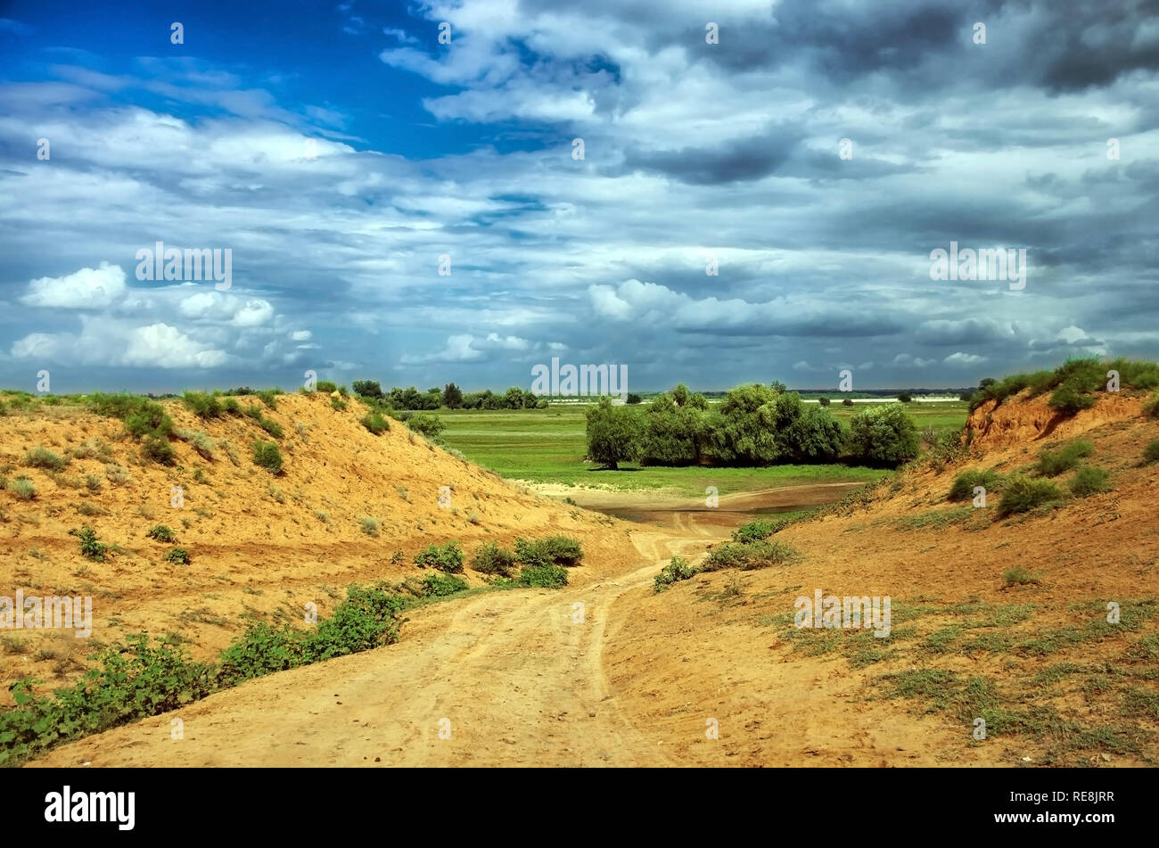 landscape with hills clay soil Stock Photo