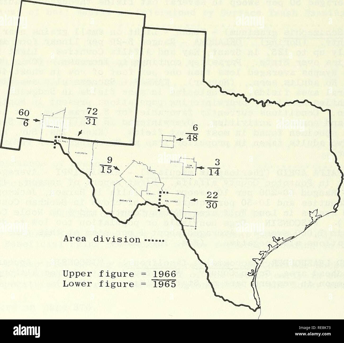 . Cooperative economic insect report. Beneficial insects; Insect pests. - 358 - Potato Psyllld Survey, Spring Breeding Areas of Texas and Southeastern New Mexico The 1966 potato psyllid (Paratrioza cockerelli) survey was completed April 8, 1966. Wild Lycium host plants were extremely late in leafing out this year. The Big Spring&quot;^ San Angelo, Del Rio and Sanderson portions of the survey yielded a very reduced number of potato psyllids, compared to surveys of past years. Lycium is more uniform and in better condition in the El Paso and Las Cruces areas&quot;! Current potato psyllid counts  Stock Photo