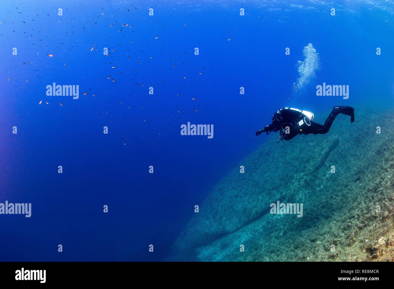 Technical Scuba Diving in Gozo, Malta Stock Photo