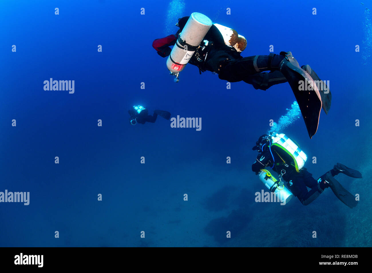 Technical Scuba Diving in Gozo, Malta Stock Photo