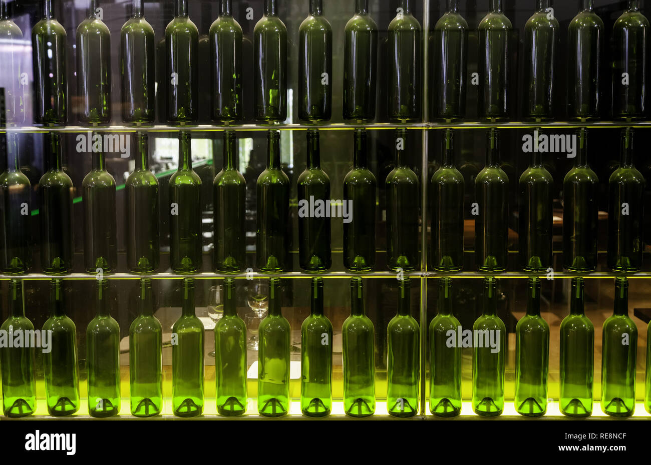 Empty Wine Bottles Detail Of Decorative Glass Bottle Stock Photo