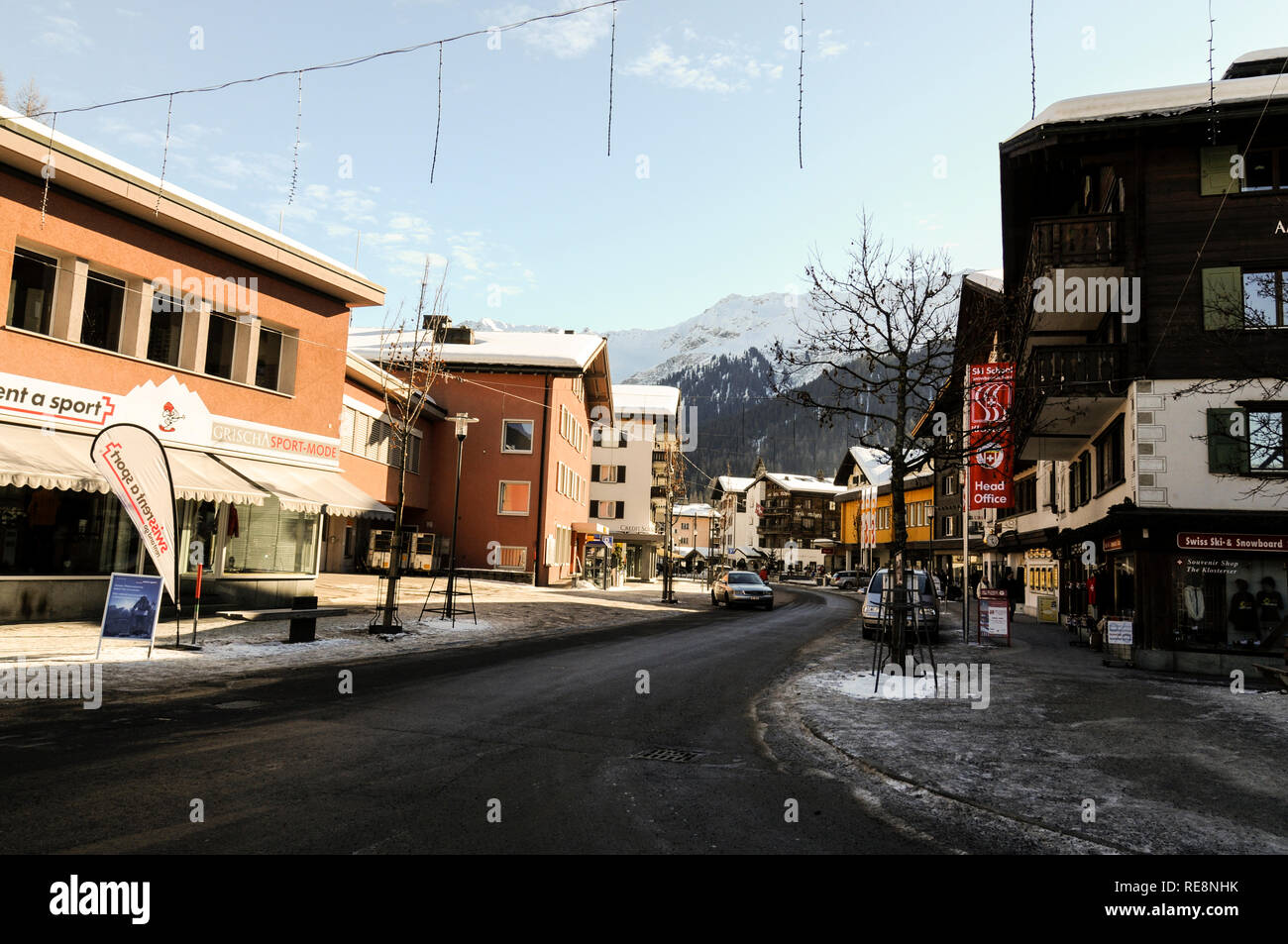 Main shopping street in Klosters ski resort in Switzerland Stock Photo -  Alamy
