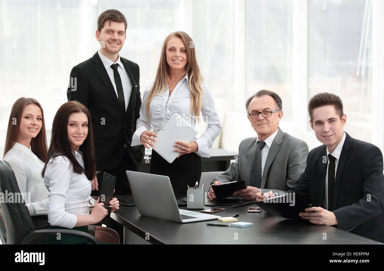 young business partners before business meeting in office Stock Photo ...