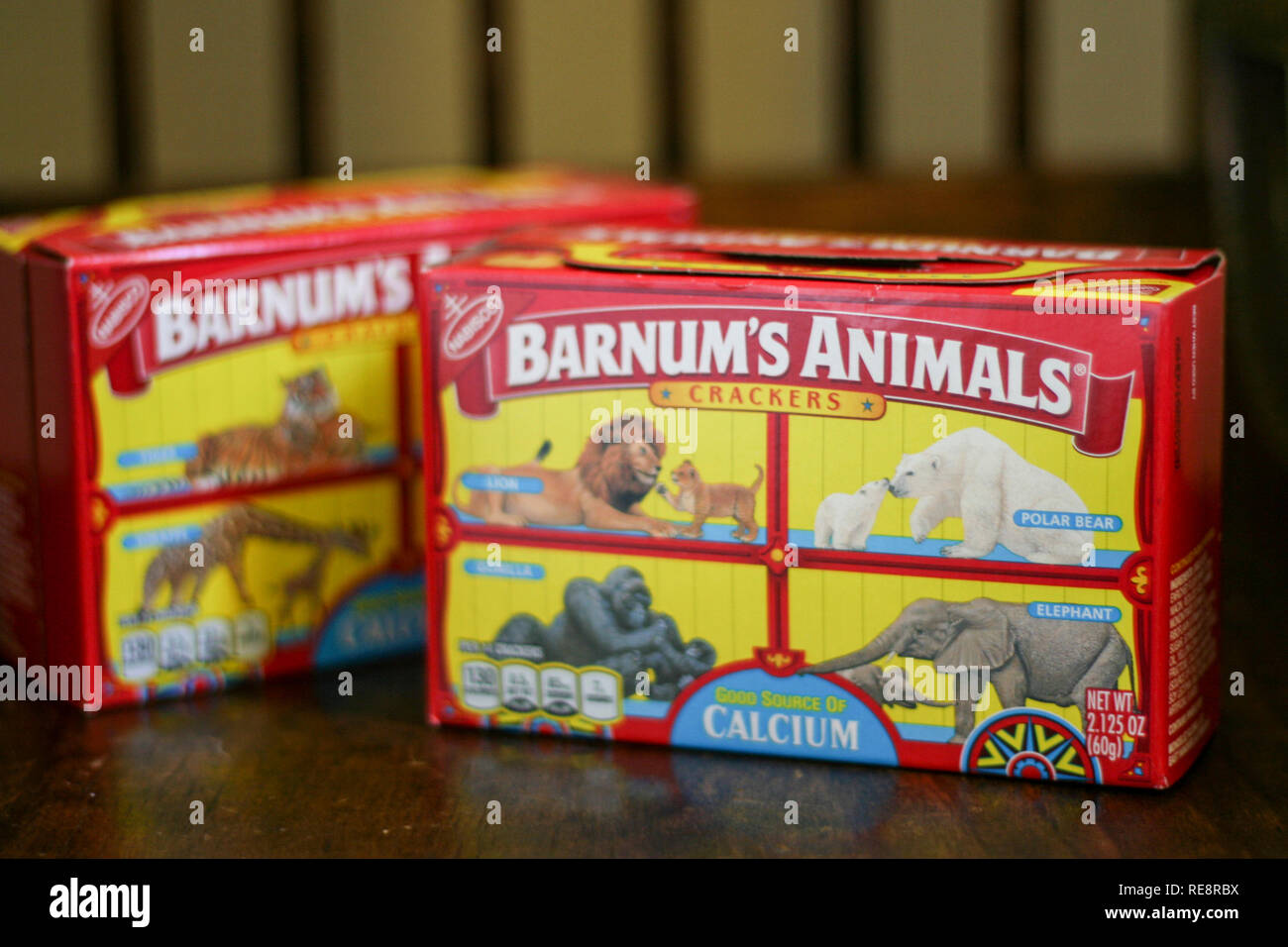 Original box of Barnum's Animal Crackers with circus animals behind