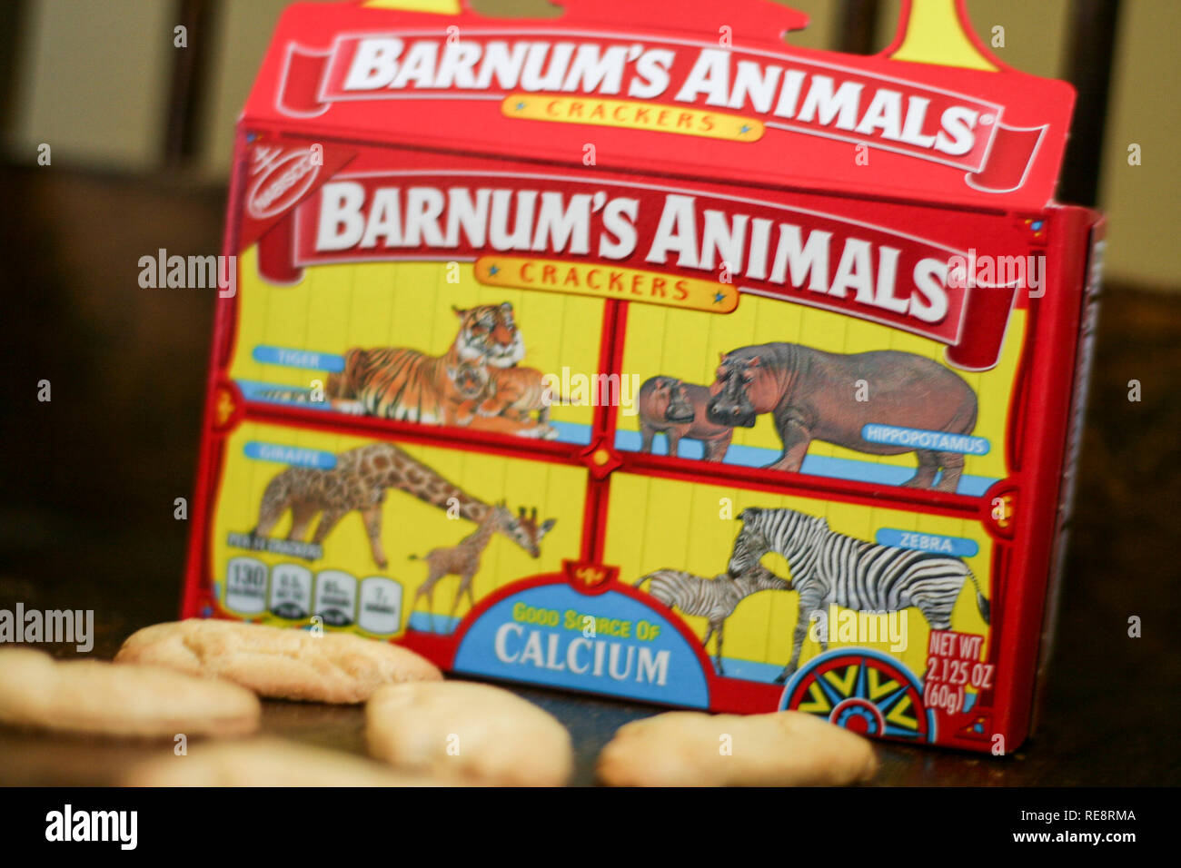 Original box of Barnum's Animal Crackers with circus animals behind
