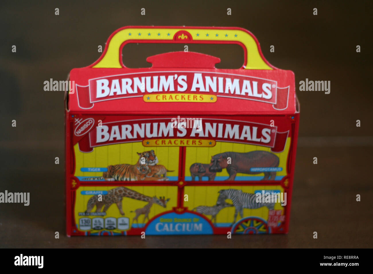 Original box of Barnum's Animal Crackers with circus animals behind