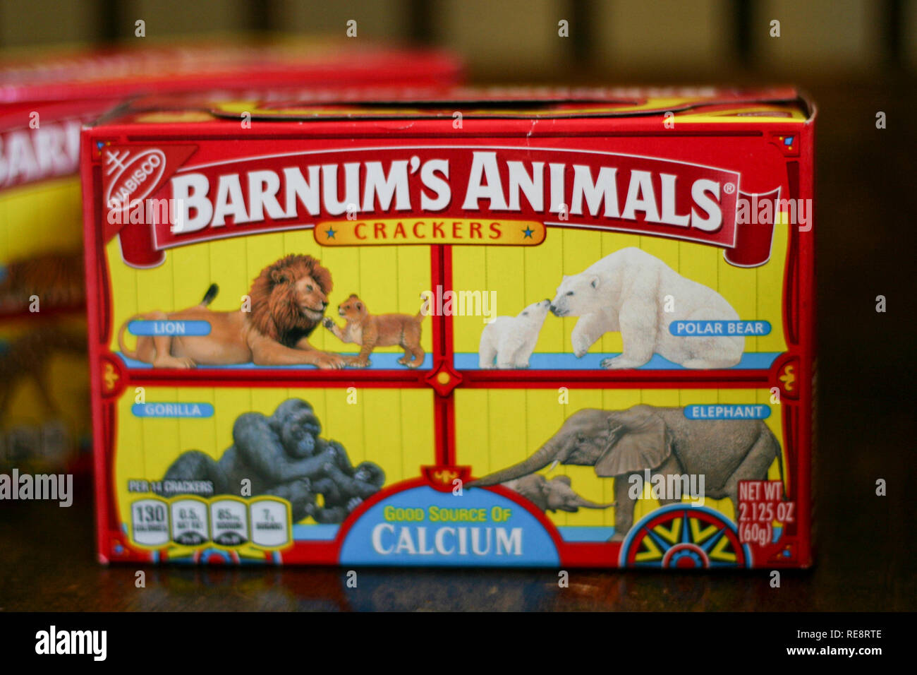 Original box of Barnum's Animal Crackers with circus animals behind