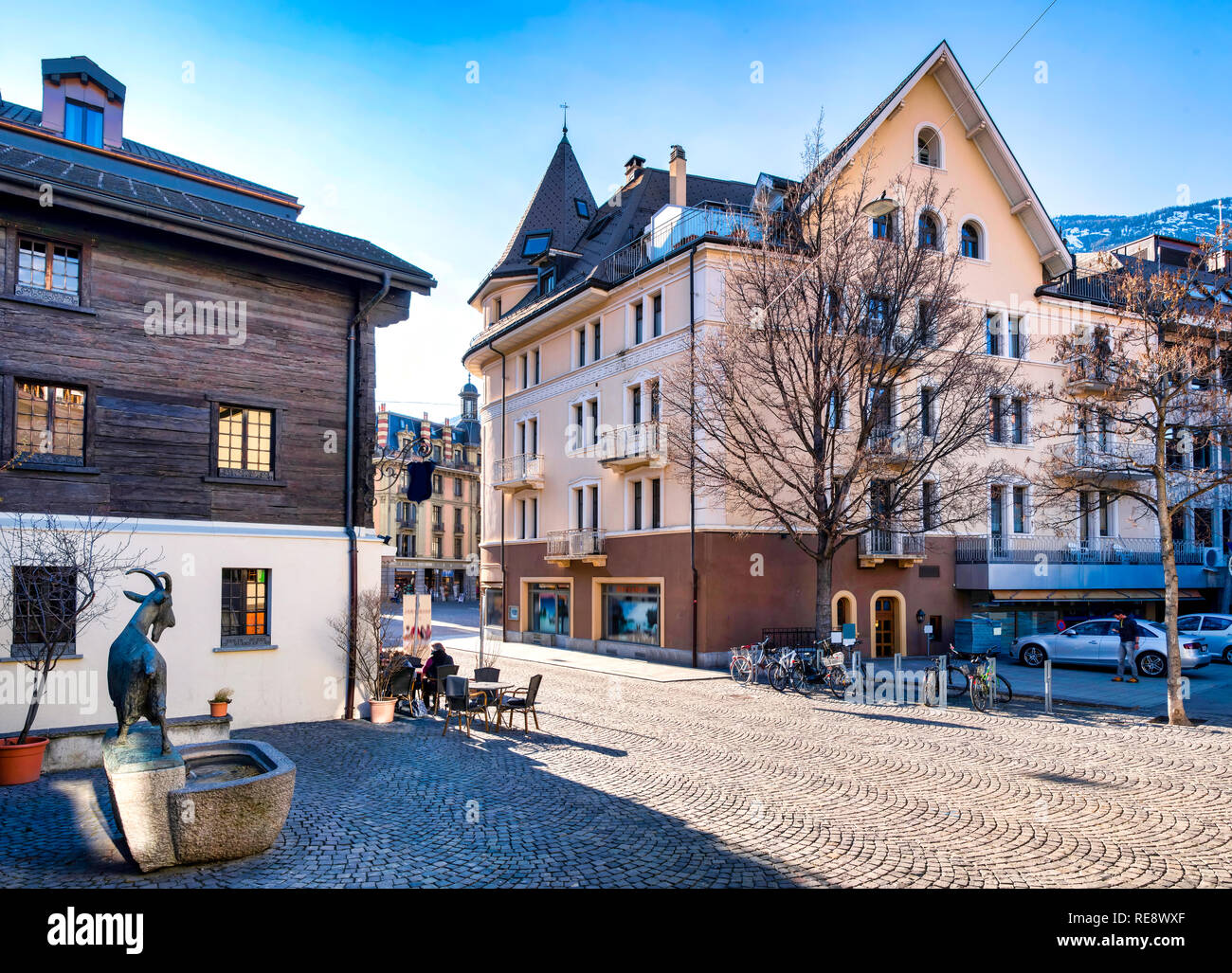 The popular stadtplatz square, located in the downtown area of the city. Stock Photo