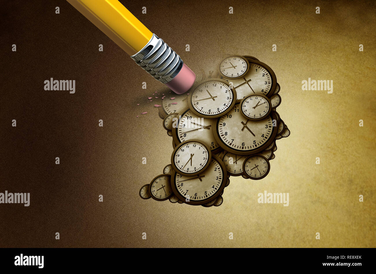 Time planning loss and losing memory concept as a group of clock ...