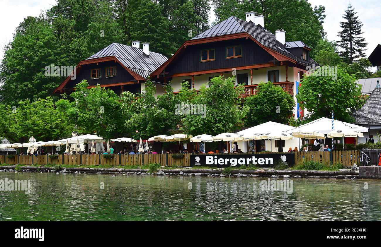 Lake Konigssee & St. Bartholoma, Bavarian Alps, Bavaria, Germany, 310517 Stock Photo