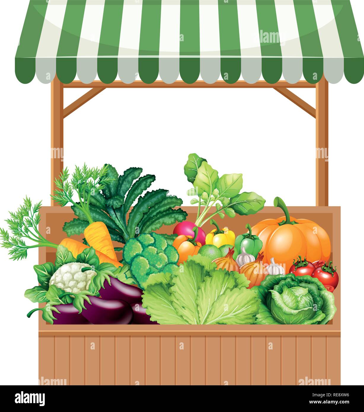Vegetable on wooden shelf illustration Stock Vector Image & Art - Alamy