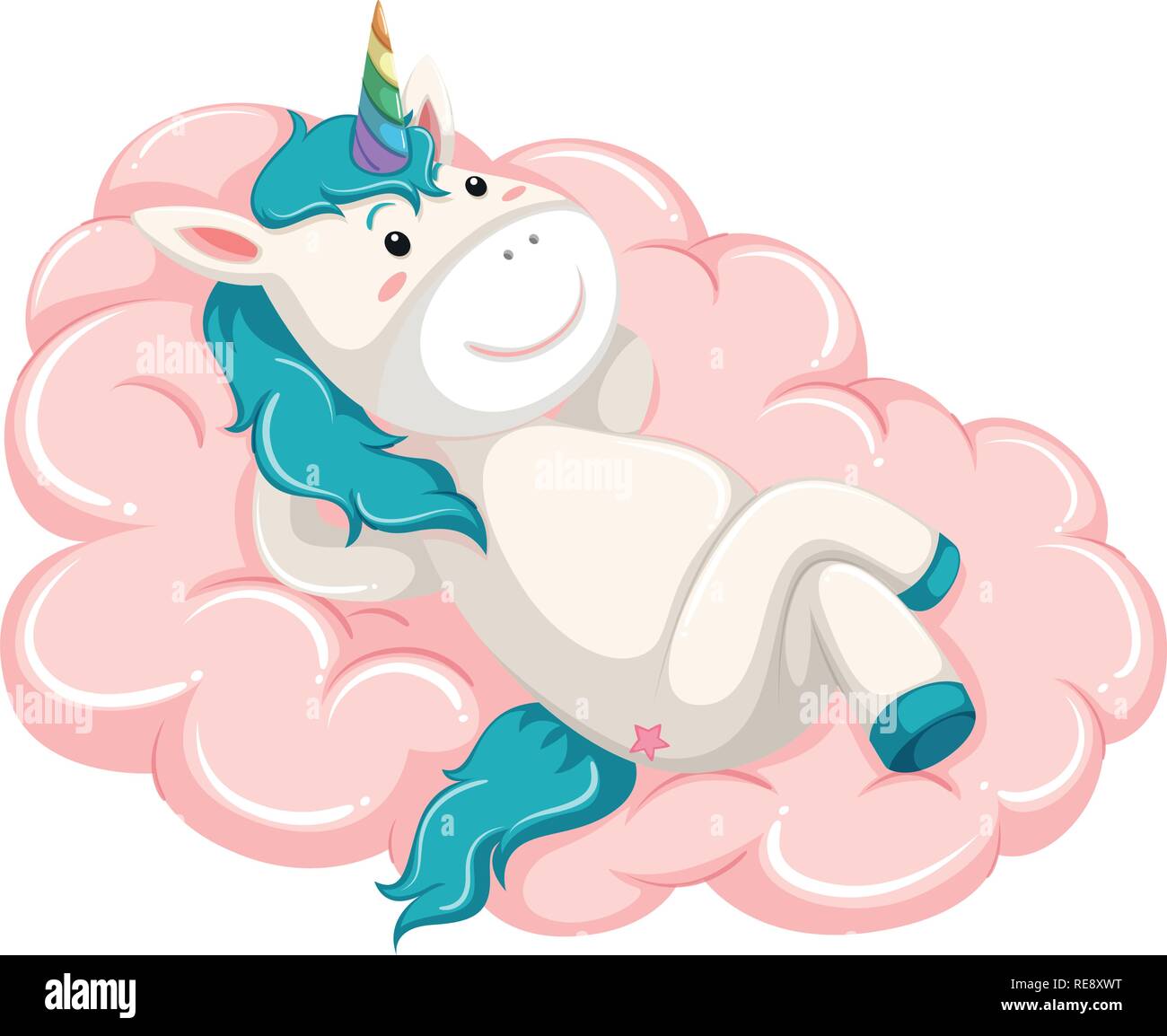 Unicorn lay on the cloud illustration Stock Vector Image & Art - Alamy