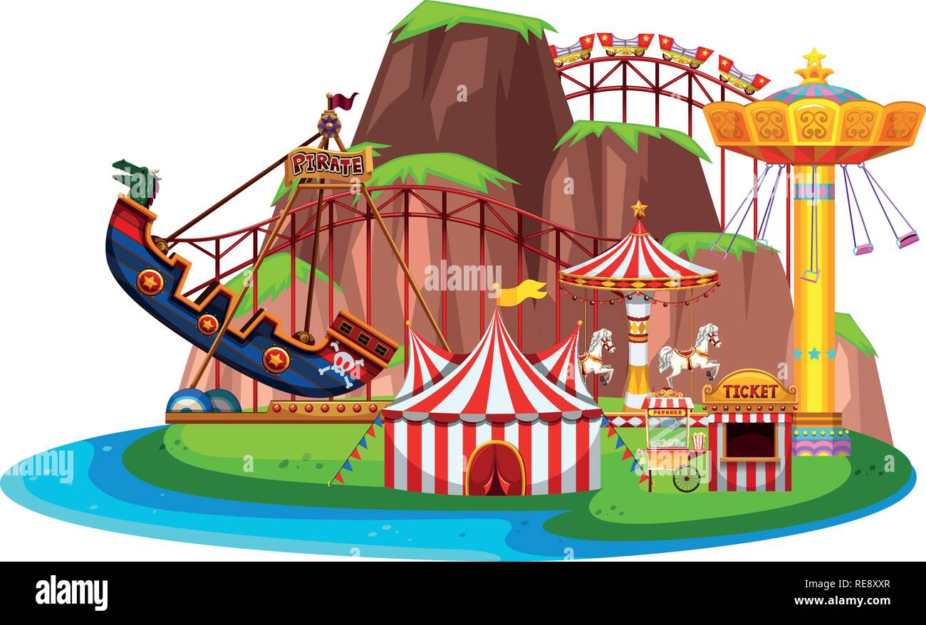 Isolated fun park landscape illustration Stock Vector