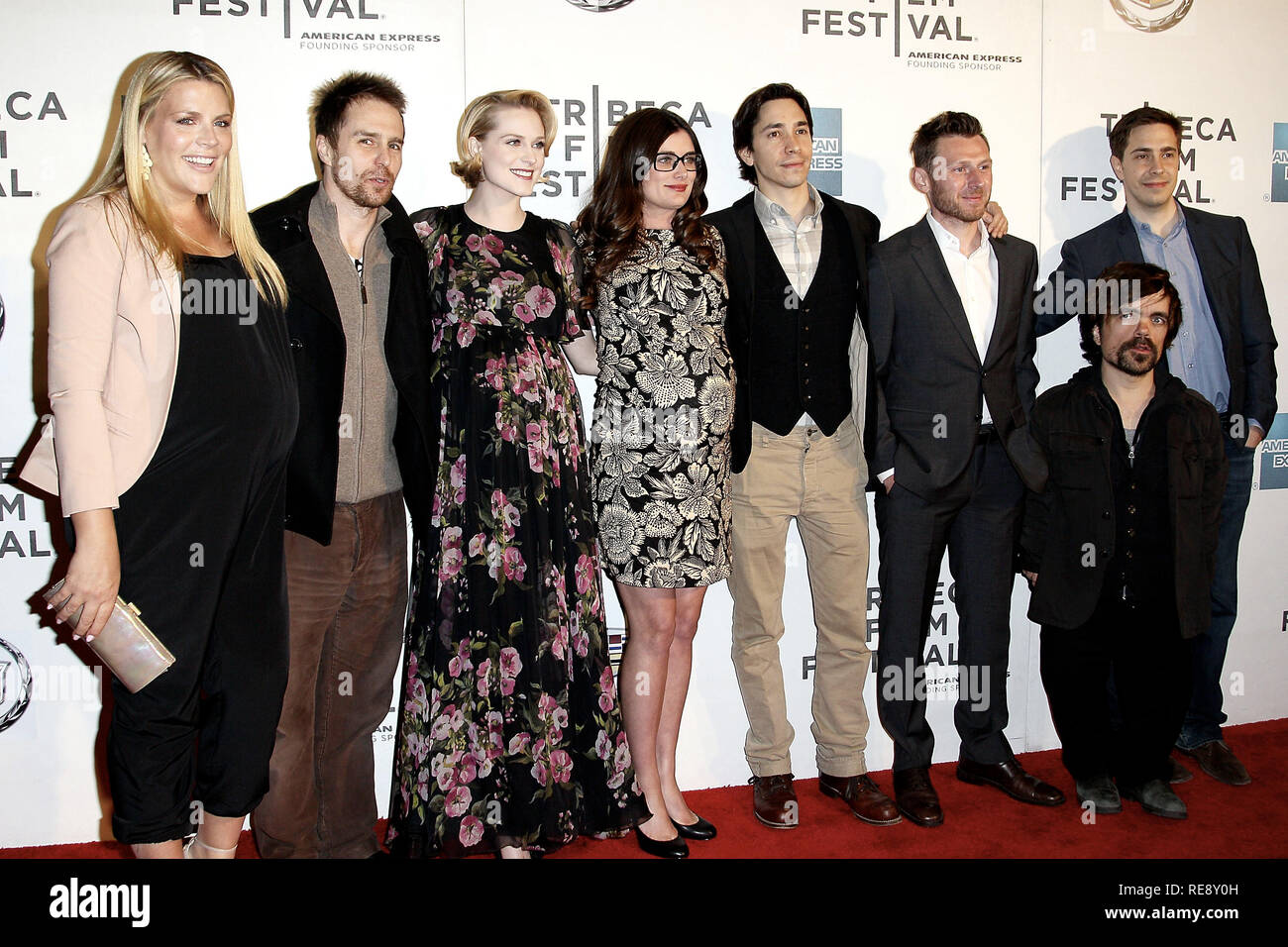 NEW YORK, NY - APRIL 21:  Busy Philipps, Sam Rockwell, Evan Rachel Wood, Kat Coiro, Justin Long, Keir O'Donnell, Peter Dinklage and Christian Long attend the screening of 'A Case of You' during the 2013 Tribeca Film Festival at BMCC Tribeca PAC on April 21, 2013 in New York City.  (Photo by Steve Mack/S.D. Mack Pictures) Stock Photo