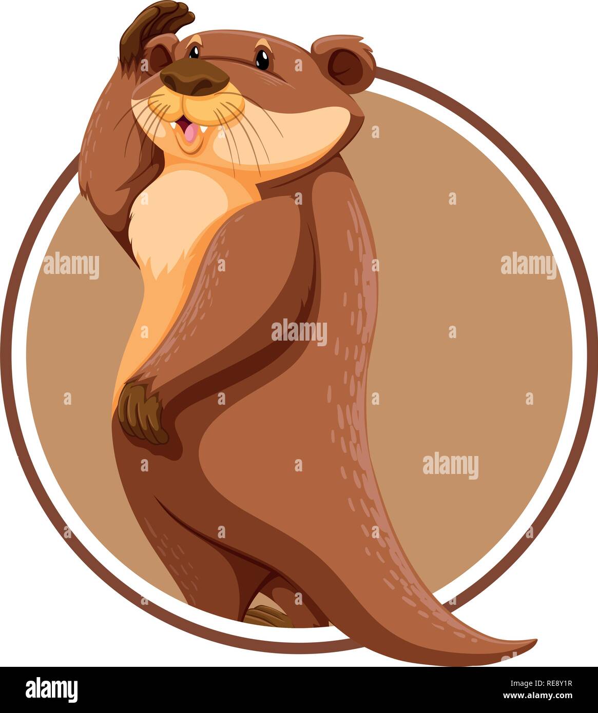 Otter on circle template illustration Stock Vector