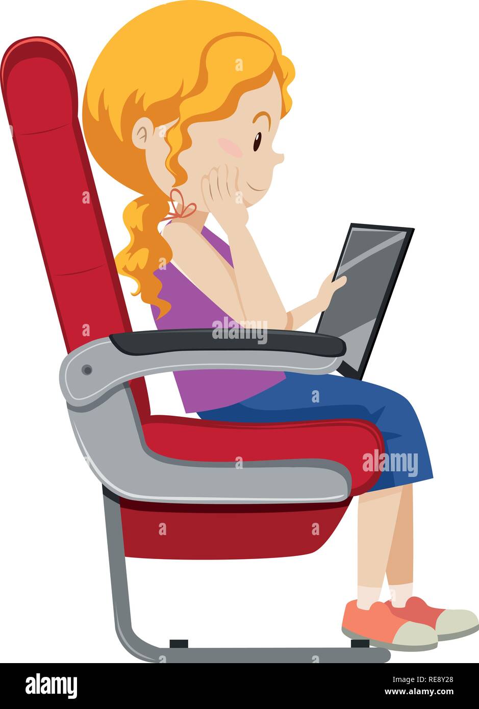 A girl on the airplane seat illustration Stock Vector Image & Art - Alamy