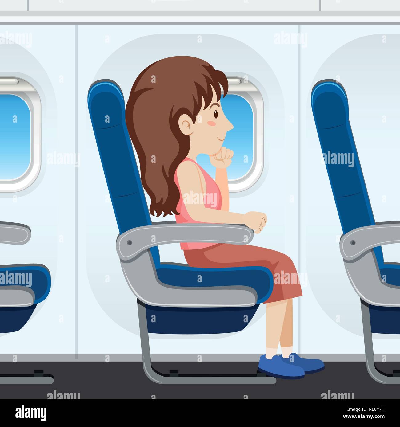 Girl on airplane seat illustration Stock Vector Image & Art - Alamy