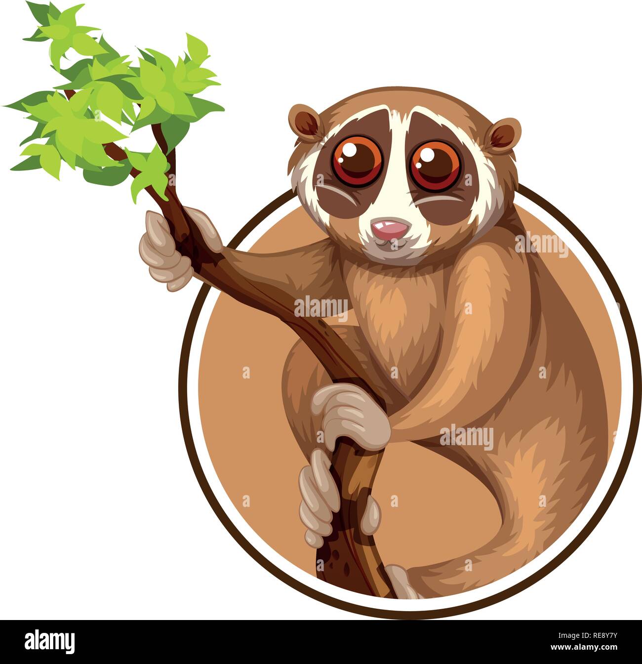 Loris on circle template illustration Stock Vector